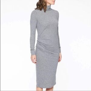 NWT Athleta Gray Ruched Industry Turtleneck Midi Dress SZ XXS